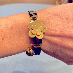 Folli Follie - rose gold dipped and leather bracelet.